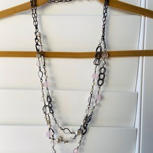 Charming Charlie Pink and Pearl Necklace